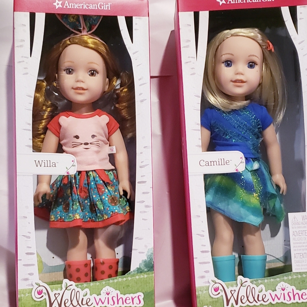 Lot Of TWO Like New With Box American Girl Welliewisher Dolls: Willa and…
